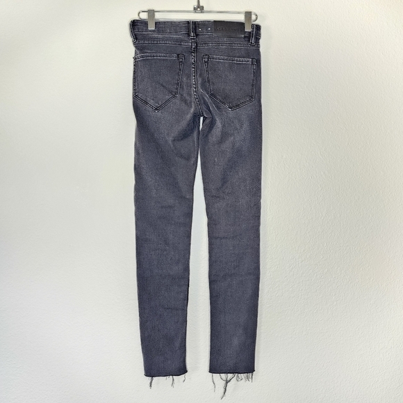 All Saints Washed Black Low Rise Leather Patch Raw Hem Jeans 25 - Picture 3 of 7